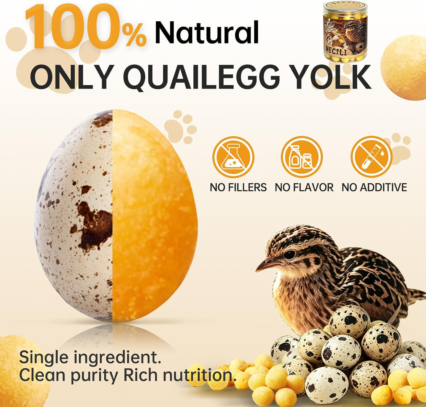 Grain free allergy friendly cat and dog training treat jar with product details visible.