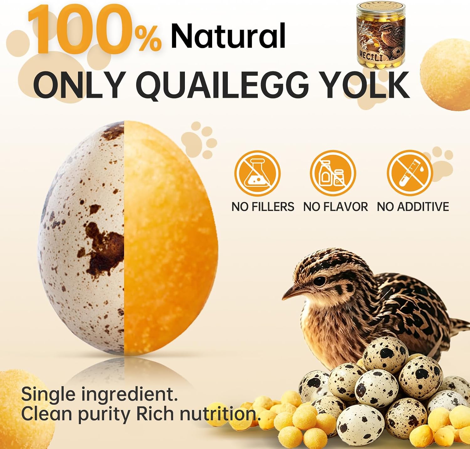 Grain free allergy friendly cat and dog training treat jar with product details visible.