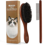 Valentise wooden cat brush and comb set front view