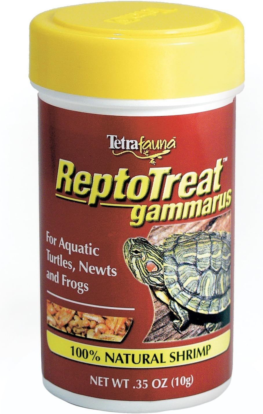 Tetra ReptoTreat Gammarus 0.35 Ounce front view package showing natural shrimp treat for turtles.