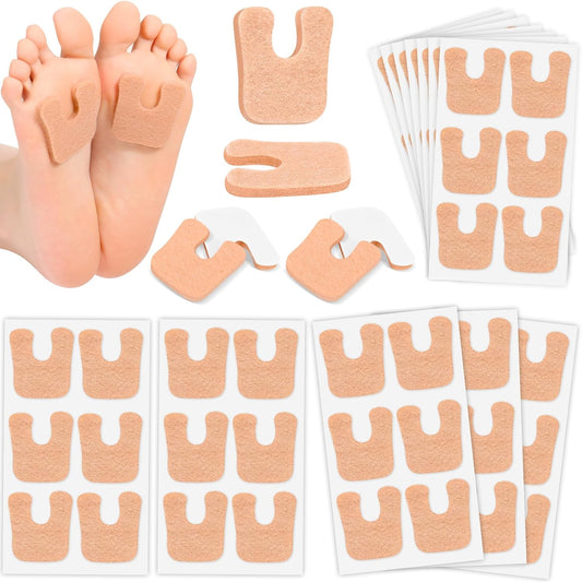 Jollidecor Callus Cushions front view showing 72 piece bulk pack of brown felt pads.