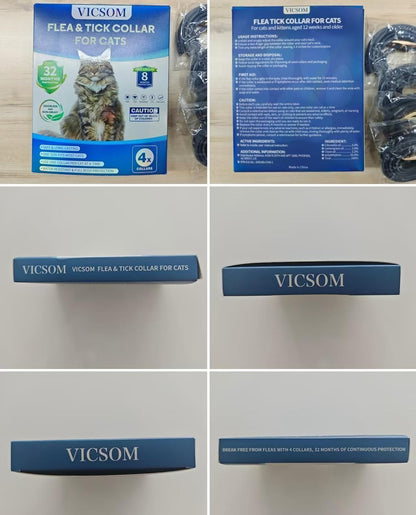 VICSOM 4 Pack Flea and Tick Collar for Cats, 32 Months Treatment, Waterproof Adjustable Kitten Flea Collar, Flea Prevention, Black - Image 9