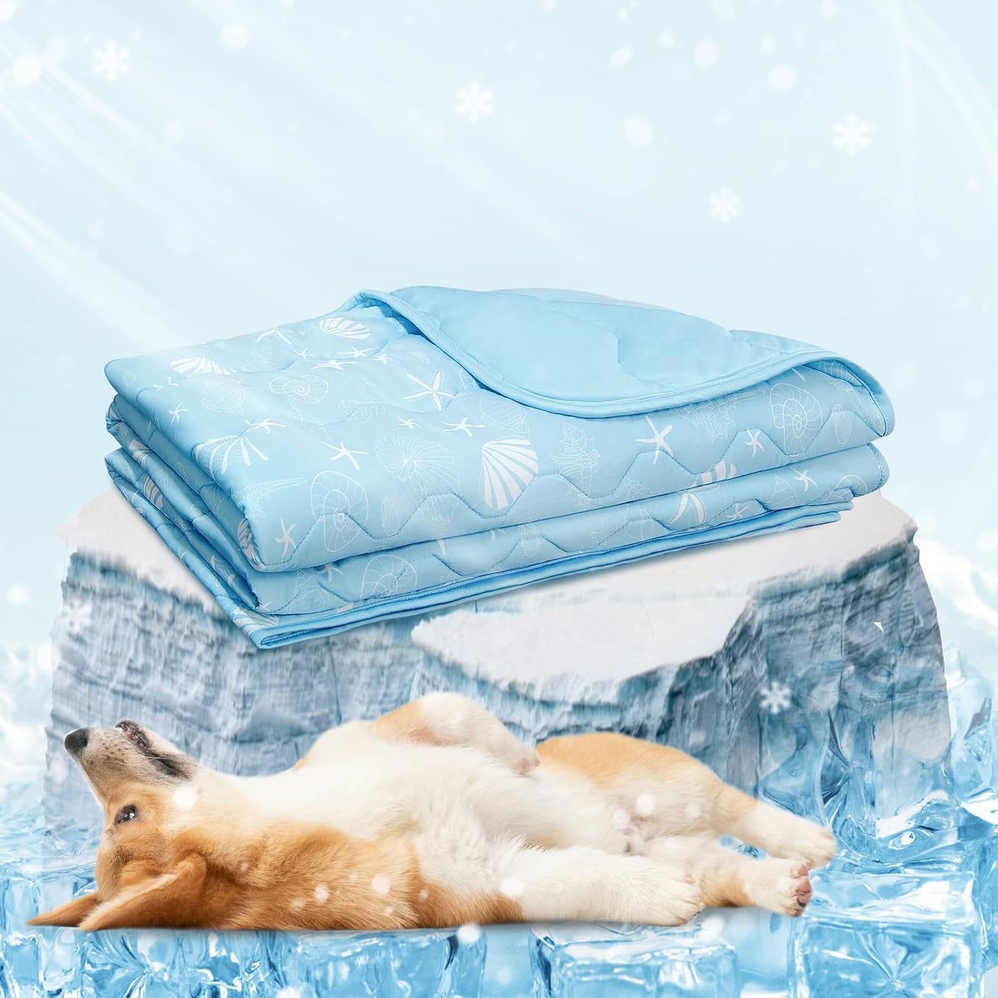 NWK Cooling Pet Bed Cover being placed inside a standard dog crate