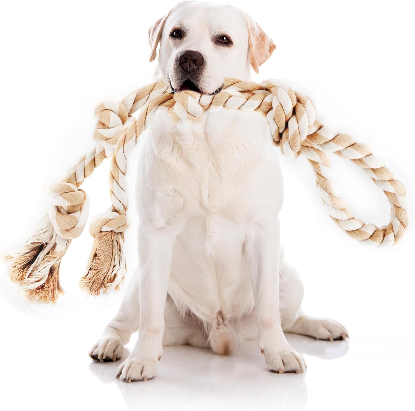 Safe undyed natural cotton fibers of PetiFine chew rope for large breeds