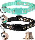 Baeuppit 2PCS Breakaway Cat Collars with Bell Cute Kitty Glow in The Dark Adjustable Kitten Collars(Grey&Black) - Image 10