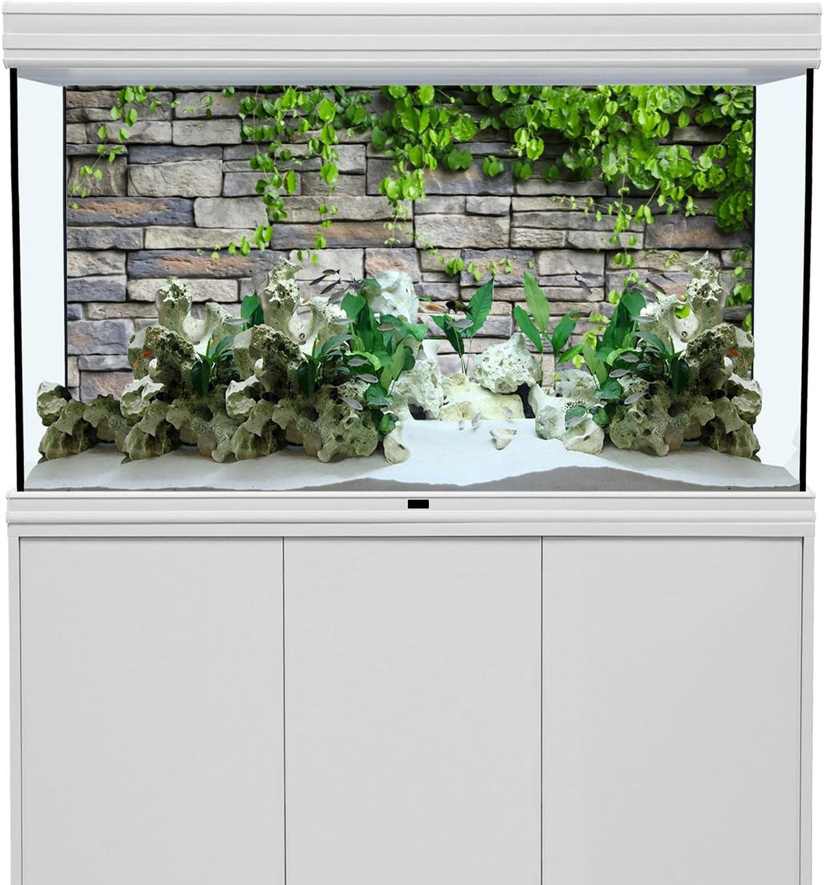 Thickened vinyl fish tank backdrop featuring high-definition rock print for terrariums
