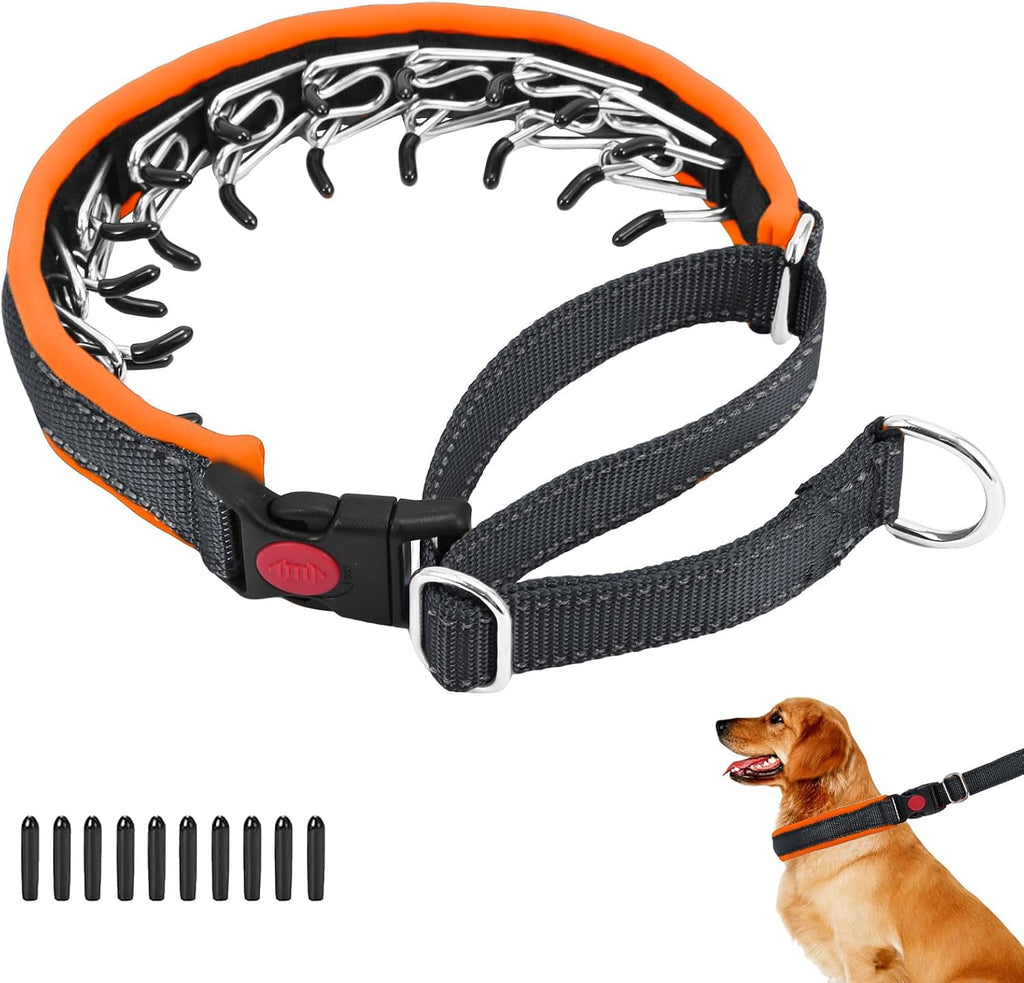 Martingale No Pull Dog Collar for Large Medium Small Dogs, Heavy Duty Nylon Reflective Adjustable Anti Pull Slip Collar with Buckle for Training Walking M Black Hot Pink - Image 10