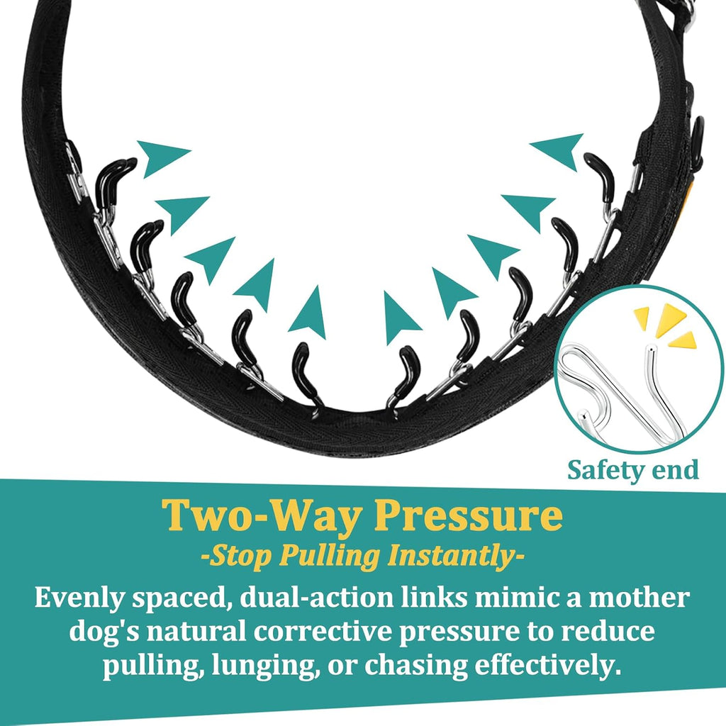 Black adjustable martingale collar side profile on a large dog