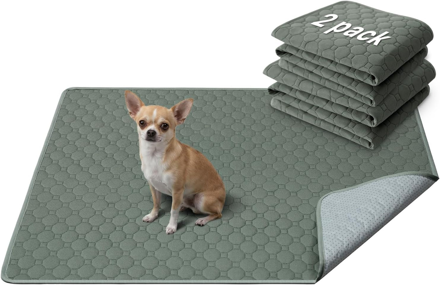 H.VERSAILTEX Premium Washable Pee Pads for Dogs 2 Pack Super Absorbent 100% Waterproof Reusable Non-Slip Quilted Puppy Training Pads for Crate Playpen Whelping & Potty Training(18"x24", Grey) - Image 14