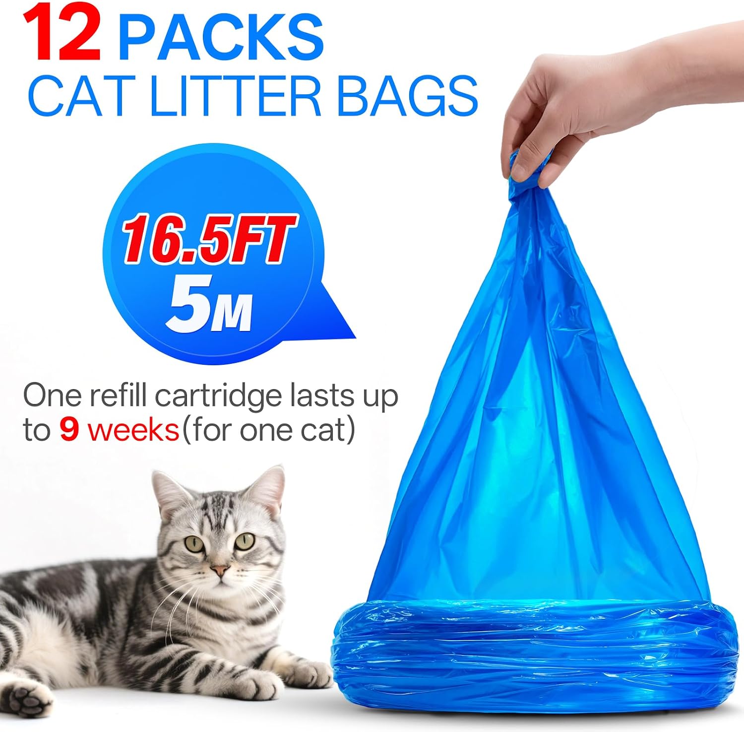 Godyoy plant scented cat waste replacement bags roll demonstration inside a disposal pail