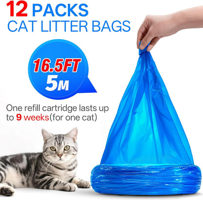 Godyoy plant scented cat waste replacement bags roll demonstration inside a disposal pail