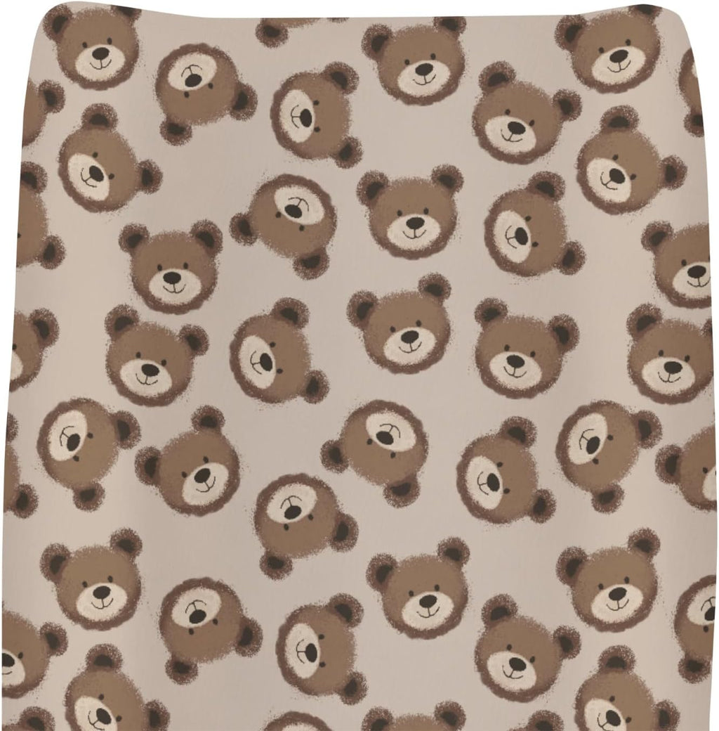 ZoUbqchY Kuphil10c neutral boho bears changing pad cover front view nursery sheet