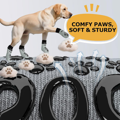 Dog Socks for Hardwood Floors Anti Slip - Double Side Dogs Booties to Prevent Licking, Hot Pavement Paw Protectors, No Twist Dog Grippy Socks for Senior Dogs, Light Grey and Black, L - Image 3