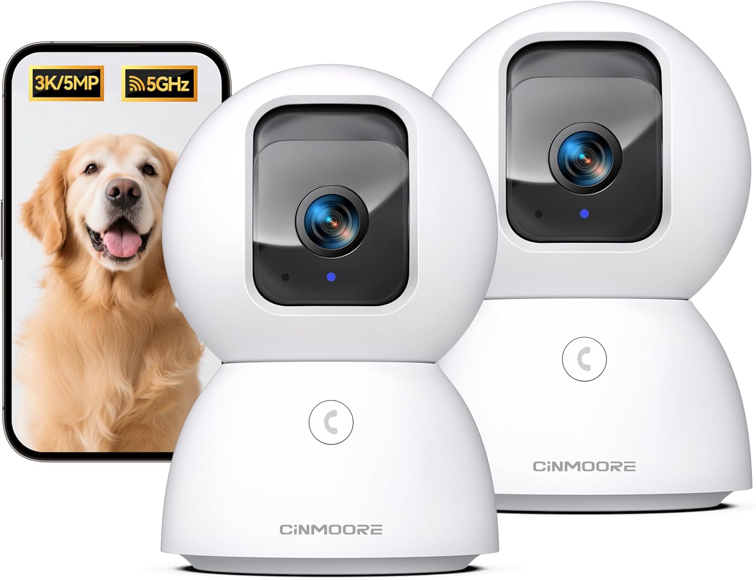 5G Security Camera Indoor, 3K Pet/Dog Camera with Speaker/Phone App, PTZ WiFi Baby Monitor Cameras for Home Security, 0-Glow Night Vision 2-Way Talk, AI Tracking Facial Recognition Time Lapse - Image 10
