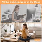 Nevesykcul ergonomic cat hammock attached to a home office desk