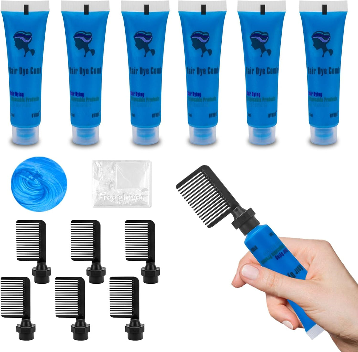 Byhoo kids blue temporary hair dye cream front view packaging