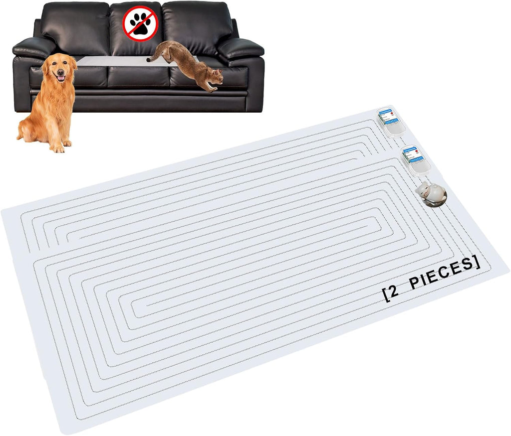 SEERWAY Scat Pet Shock Mat 2 Pieces, Shock Pads for Dogs and Cats Training Indoor, Electric Repellent Mat Keeps Pets Off Couch, Sofa, Countertop, 3 Modes, 2 Pieces Same Size, Battery Operated - Image 12