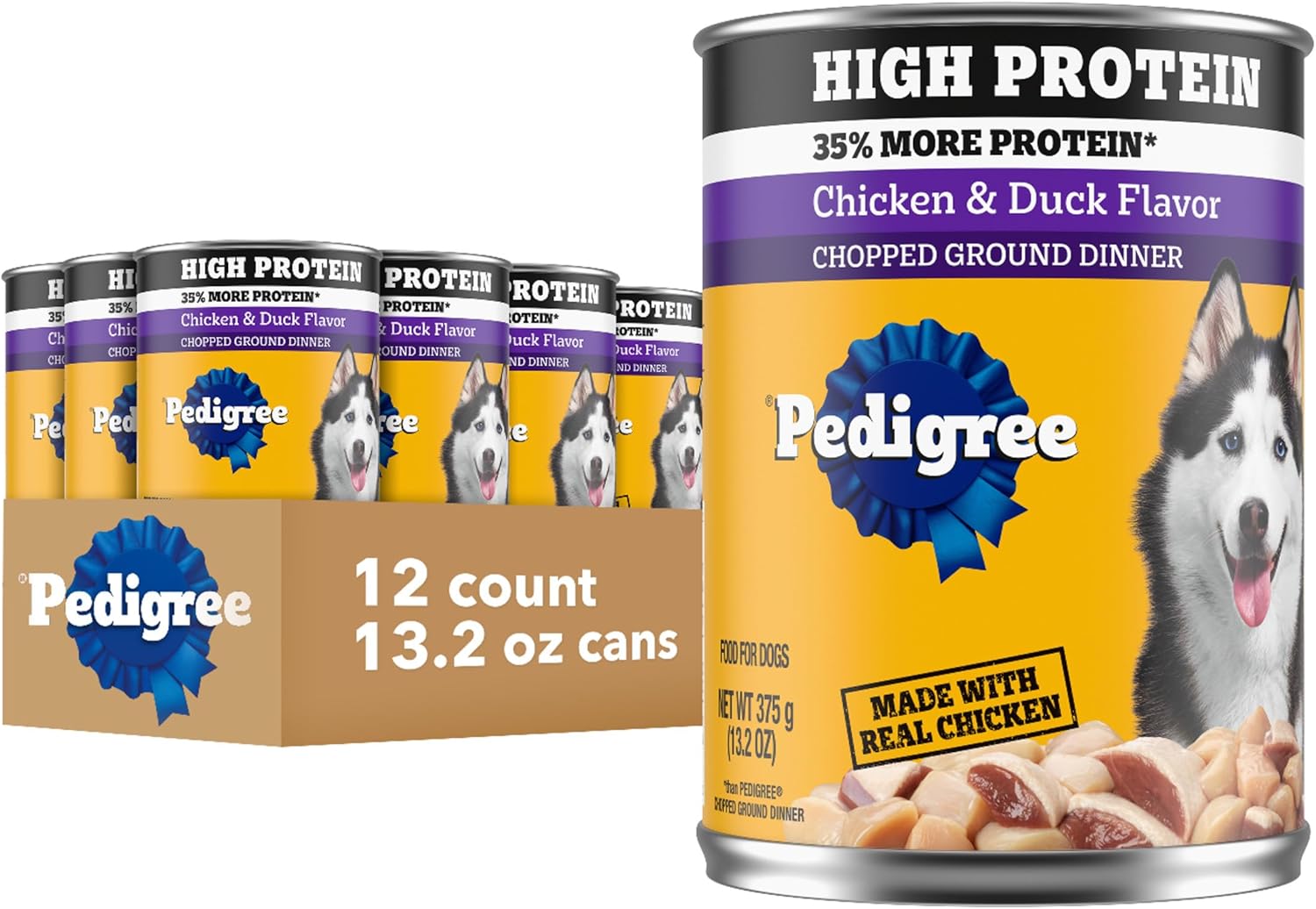 Pedigree High Protein Wet Dog Food, Adult Soft Canned Dog Food Variety Pack, Chicken Duck & Beef Bison Flavor, 13.2 oz. Cans, 12 Count - Image 15