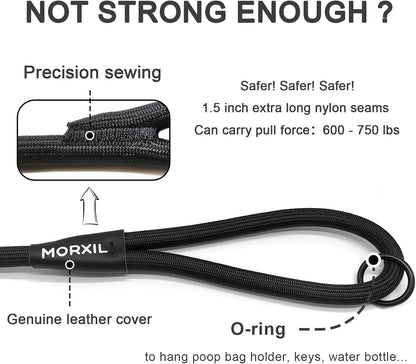 Morxil six feet long purple nylon dog leash flat lay view