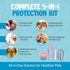 Close up of BKRMART flea and tick collar with grooming tools