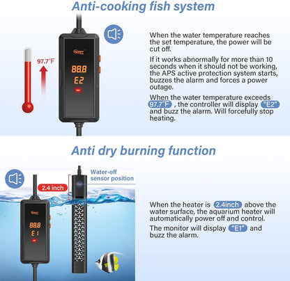 Protective guard detail on Hygger 300W fish tank heater