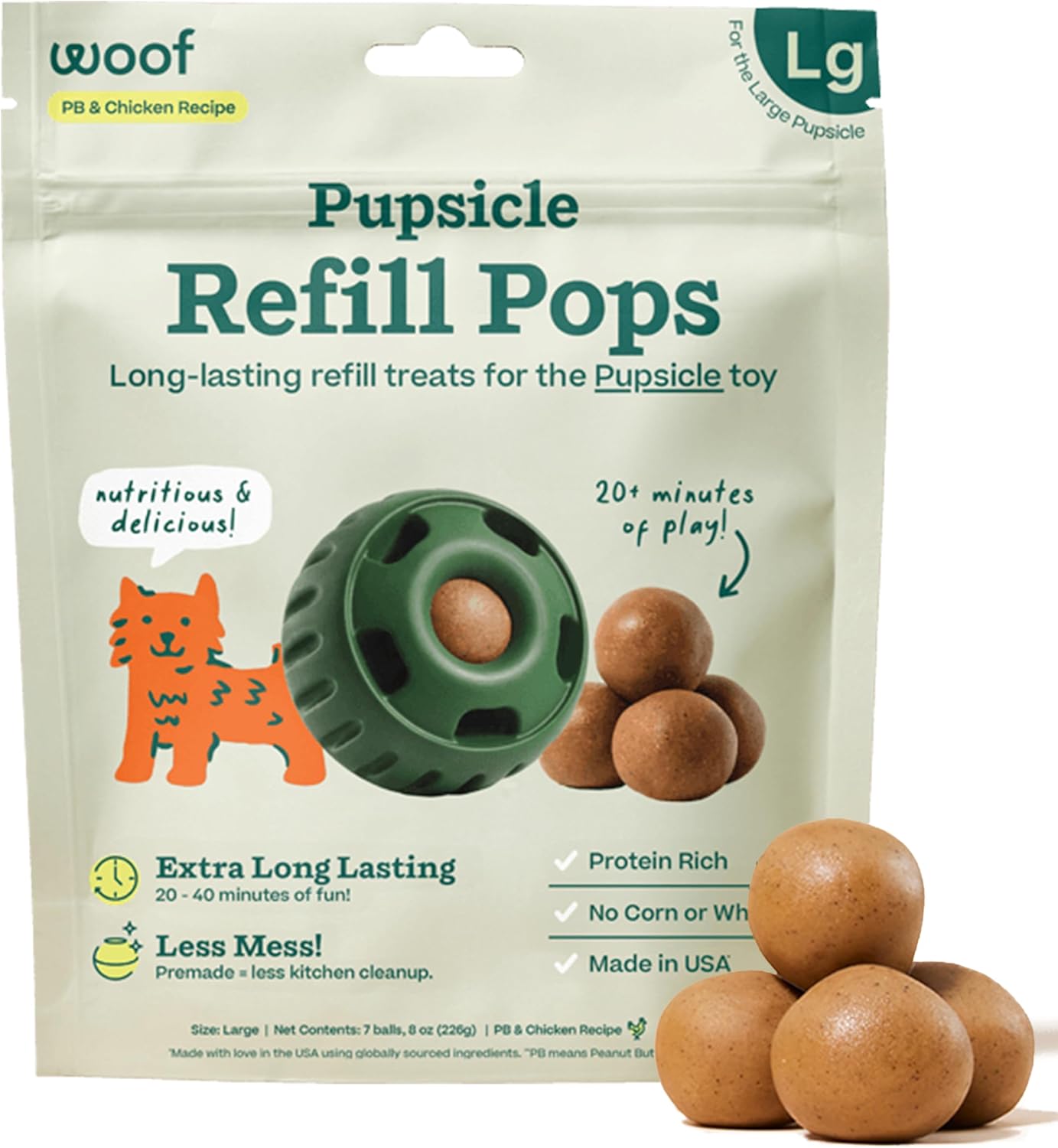 WOOF Pupsicle Refill Pops - Low-Mess Dog Snacks - with Peanut Butter and Beef - Dog Treats - Long Lasting - Large Pops - 7 Count - Image 10