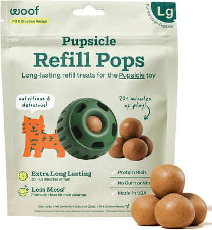 WOOF Pupsicle Refill Pops - Low-Mess Dog Snacks - with Peanut Butter and Beef - Dog Treats - Long Lasting - Large Pops - 7 Count - Image 10