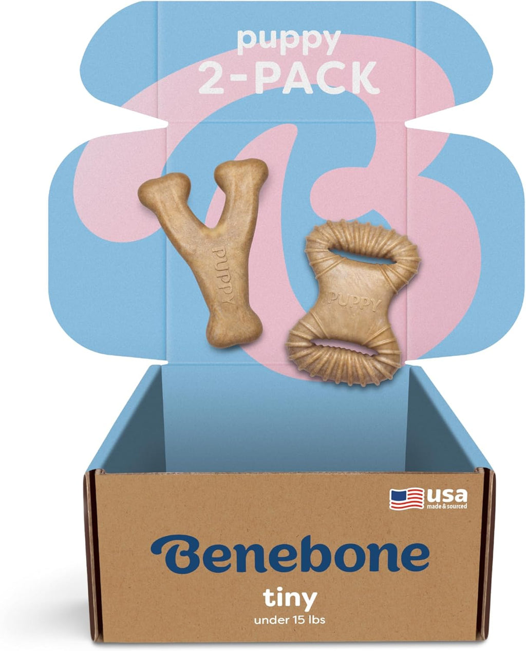 Benebone Puppy 2-Pack Dental Chew/Wishbone Durable Dog Chew Toys for Gentle Chewers, Real Bacon, Made in USA, Small - Image 10