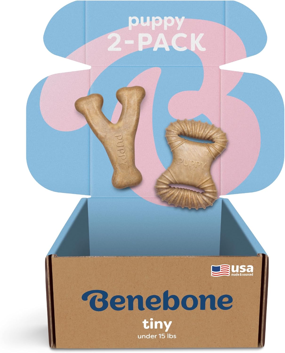 Benebone Puppy 2-Pack Dental Chew/Wishbone Durable Dog Chew Toys for Gentle Chewers, Real Bacon, Made in USA, Small - Image 10