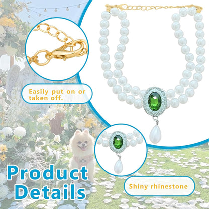 Ganbuyrii kitten pearl jewelry piece highlighting the durable lobster claw attachment and chain links.