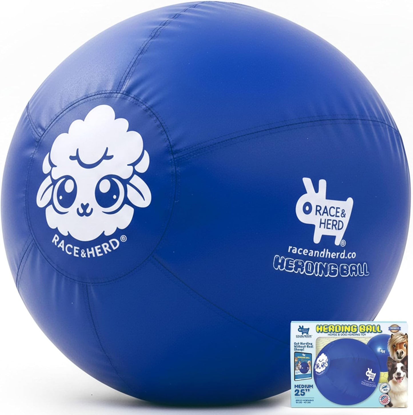 Race And Herd 25 inch XXL blue herding ball for dogs