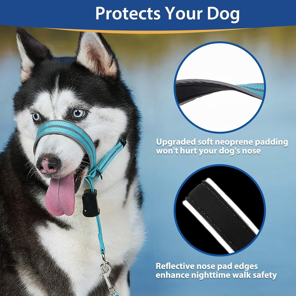 Reflective no pull head halter with soft padding close up view