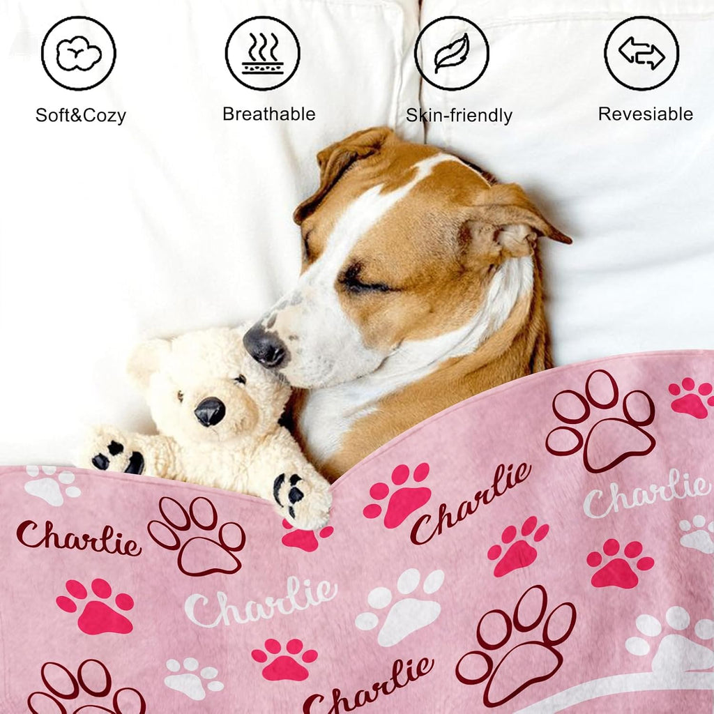 Close up view of the premium soft flannel texture of the GlisterGlow dog blanket