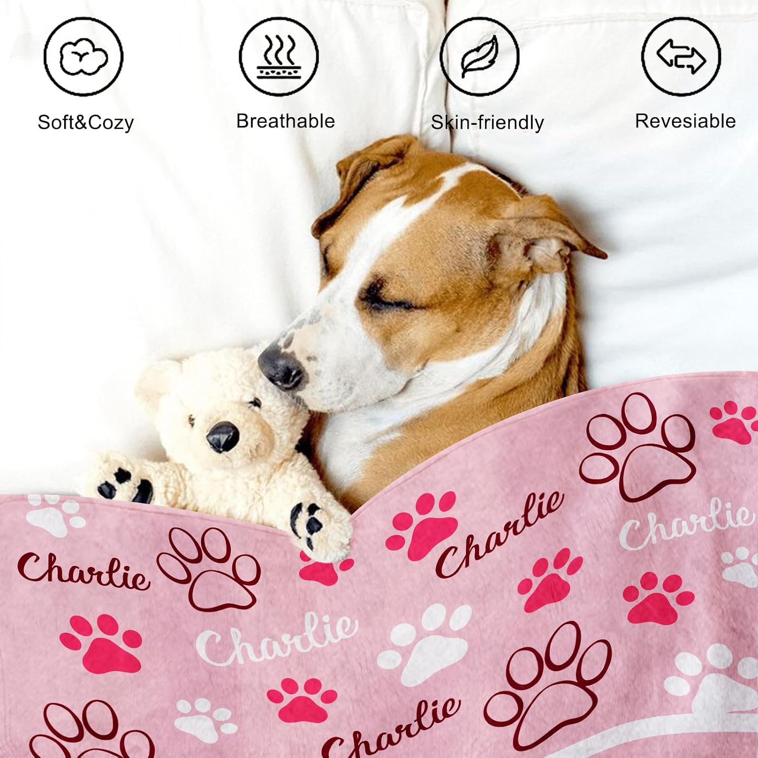 Close up view of the premium soft flannel texture of the GlisterGlow dog blanket