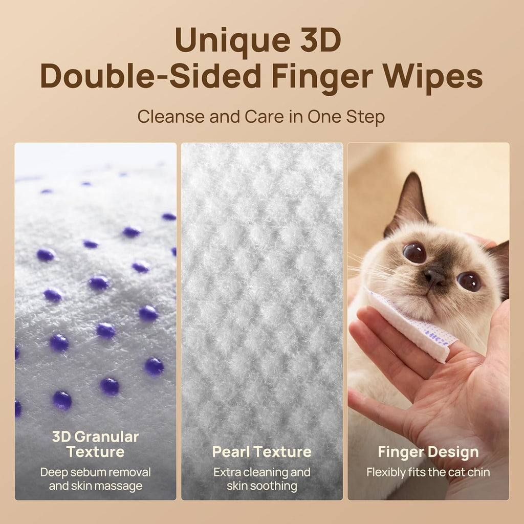 Lick safe no rinse cat acne treatment wipes close up of granular texture.