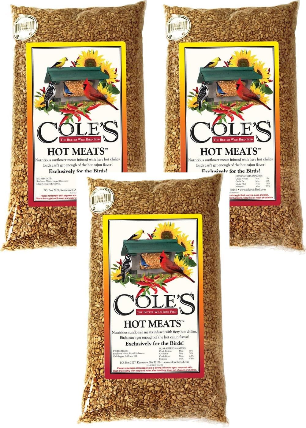 Cole's Hot Meats wild bird seed product texture showing premium sunflower meats