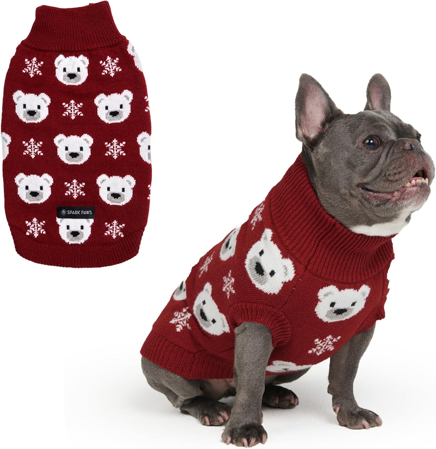 Spark Paws Knit Dog Sweater - Ultra Soft Warm Winter Dog Sweater for Small, Medium & Large Dogs - Stretch Fit Pet Sweater for French Bulldog, Pitbull, Girl & Boy Dogs Jacket, (Pine Green, M) - Image 9