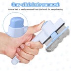 LXUEJIE pink and blue deshedding brushes side by side displaying ergonomic handles.