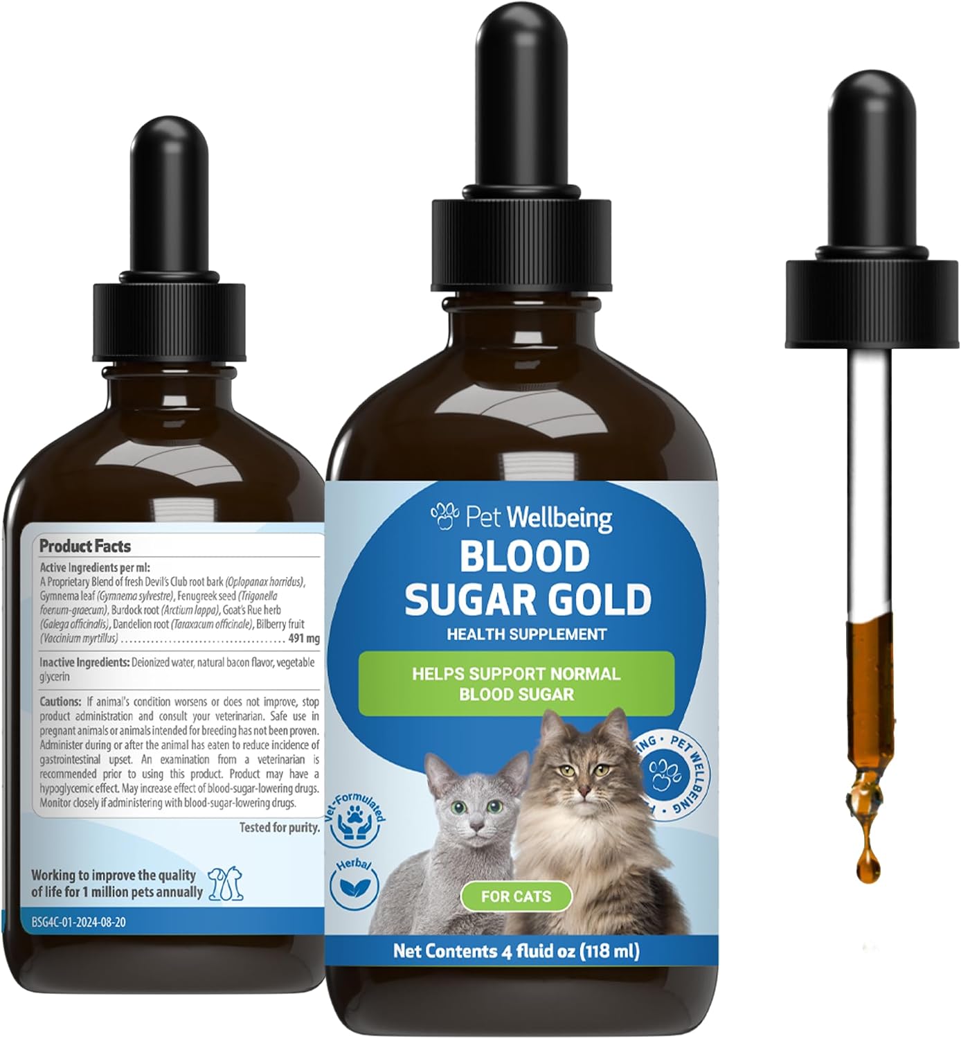 Pet Wellbeing Blood Sugar Gold for Cats - Holistic Support for Healthy Blood Sugar Levels, Insulin Stabilization & Normal Pancreatic Function - NASC Certified & Vet-Formulated - 2 oz Liquid - Image 10