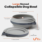 Cleverpup Nomad portable silicone pet dish collapsed flat showing three quarter inch profile
