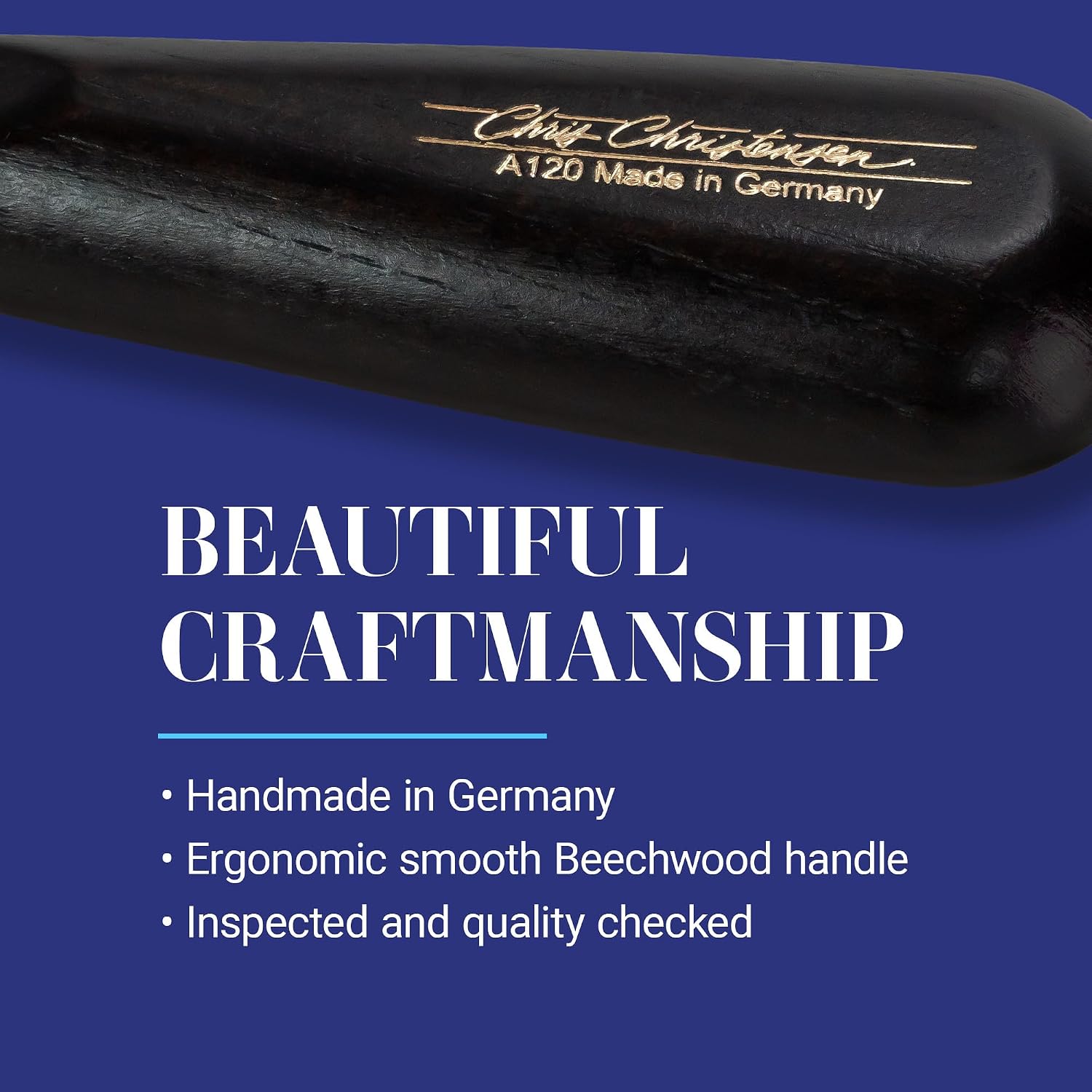 Pet care brush packaging displaying authentic German craftsmanship and design details.