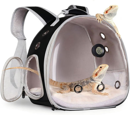 Bearded Dragon Travel Backpack Carrier with Reptile Thermometer and Humidity Gauge Lizard Travel Cage Space Capsule Clear Bubble Window Astronaut Reptile Bag for Ball Python (Pink, Carrier) - Image 14