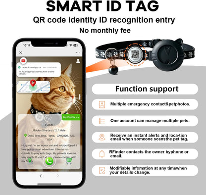 Waterproof tracking collar for cats compatible with Apple Find My network.