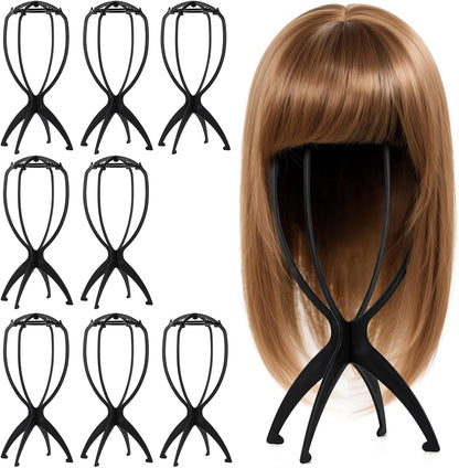 Tecbeauty 9 pieces black wig stand set front view