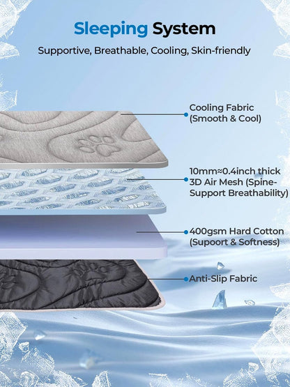 Pawhoo cooling mat being used by a dog in a car