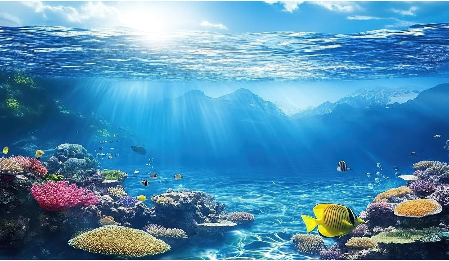 Aquarium Background Underwater Grass Leaves with Stone Aquarium Backdrop Vivid and Fresh Green Aquatic Plant Stone River Bed and Lake Fish Tank Background Decor Vinyl 48x18in - Image 14