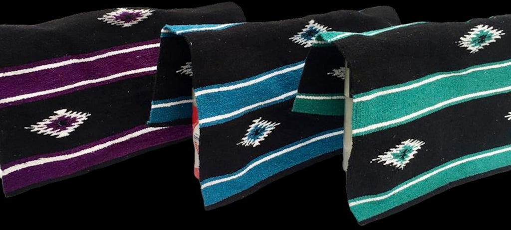 Majestic Ally 36"x 34" Navajo Design Acrylic Saddle Blanket -2.4 lbs (Turquoise Green and Black) - Image 9