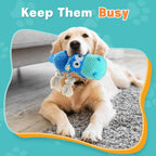 TOOPTATE plush animal dog toy side profile emphasizing the bite-resistant material