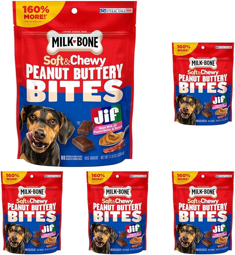 Milk-Bone Peanut Buttery Bites Soft Dog Treats with Jif Peanut Butter, 11.8-Oz. Bag - Image 15