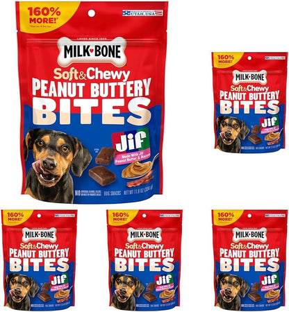 Milk-Bone Peanut Buttery Bites Soft Dog Treats with Jif Peanut Butter, 11.8-Oz. Bag - Image 15